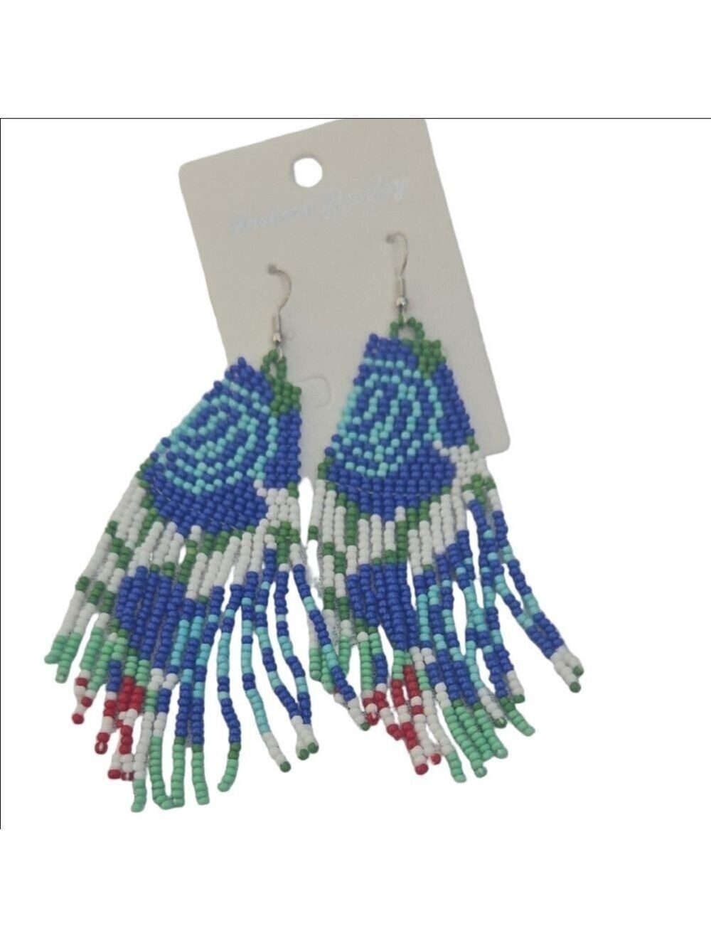Beaded Blue and Green Earrings